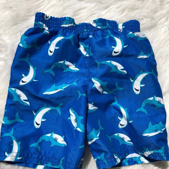 HealthTex 3T Little Boys Blue Shark Swim Trunks - Picture 3 of 4